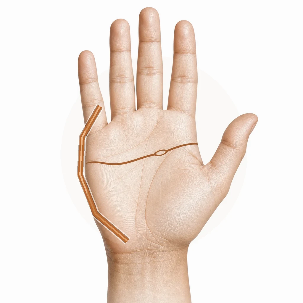 Hand with life line highlighted, soft medical diagram style