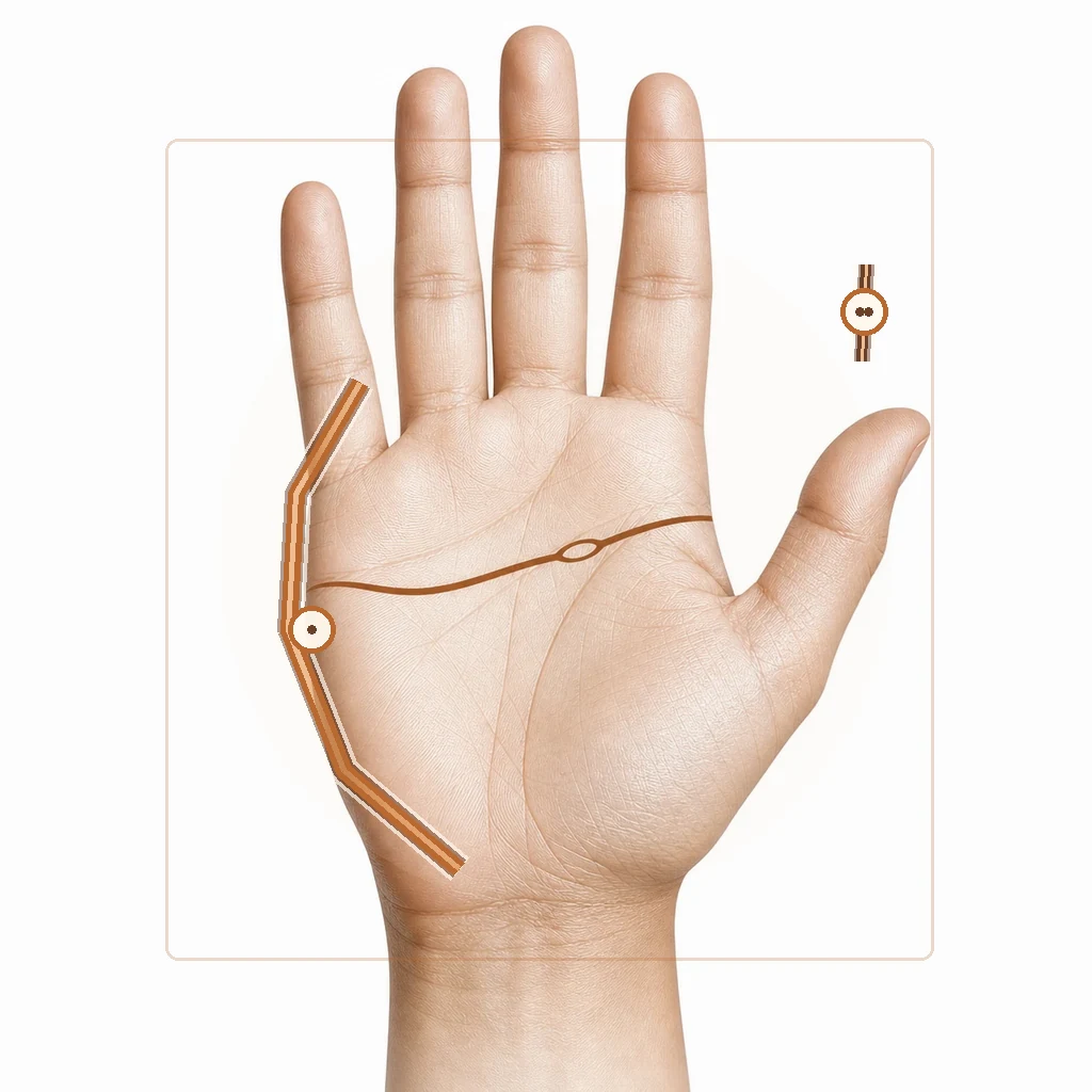Palm diagram with life line and Venus mount marked