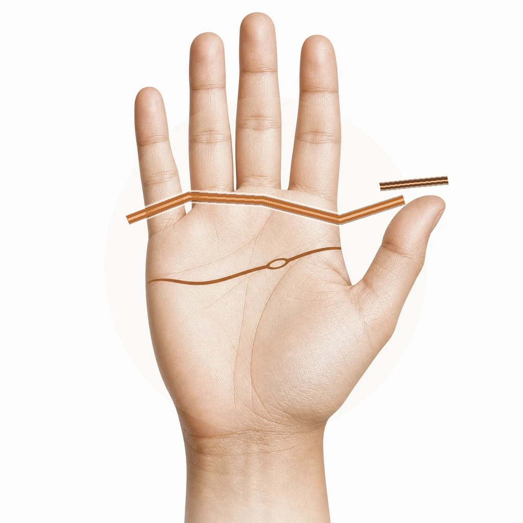 Hand with two clear union lines highlighted on the edge