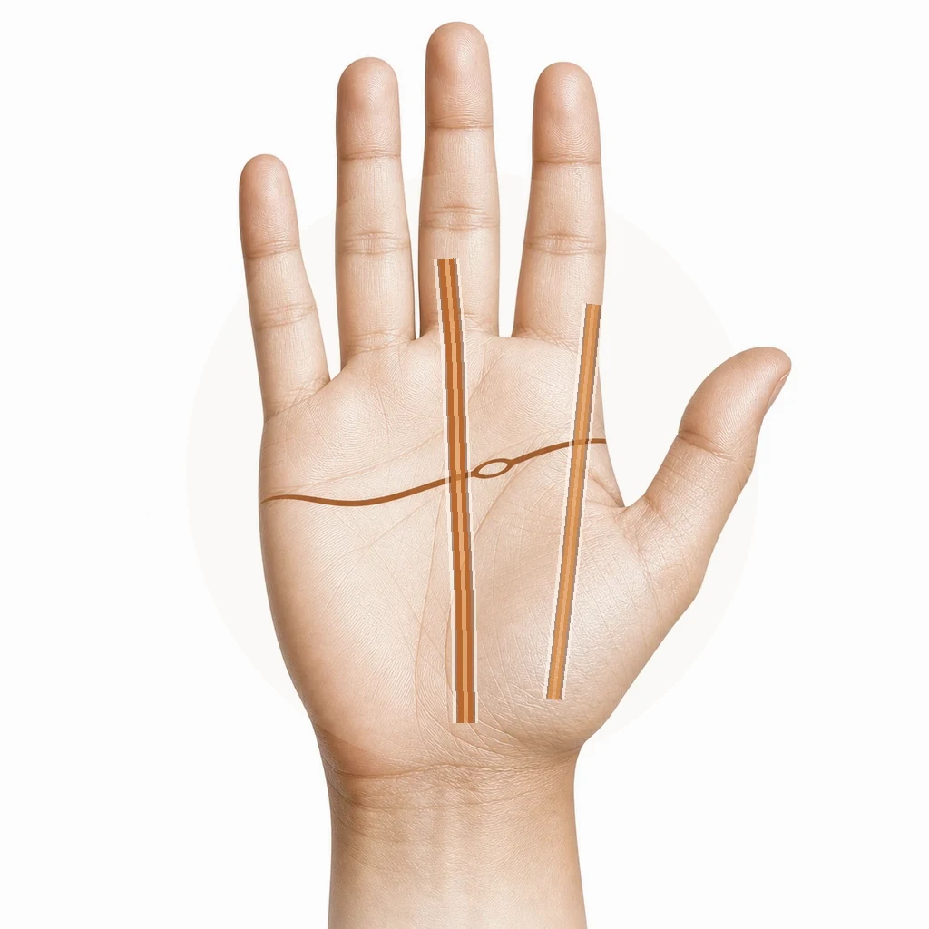Hand with a highlighted fate line and Mount of Jupiter