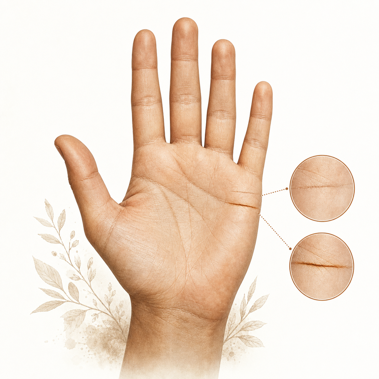 Two palm images side by side suggesting change over time