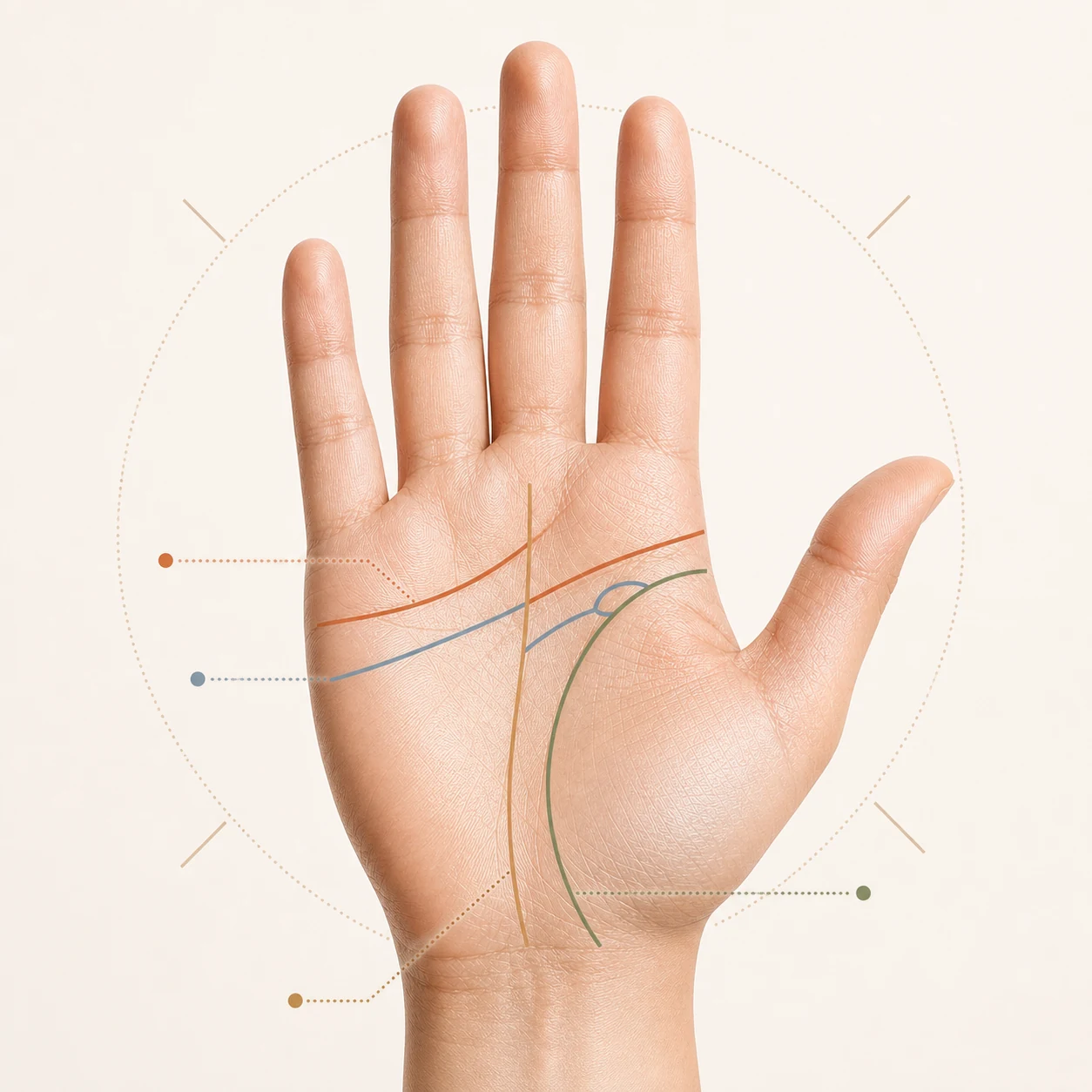 Palm diagram with the four major lines highlighted
