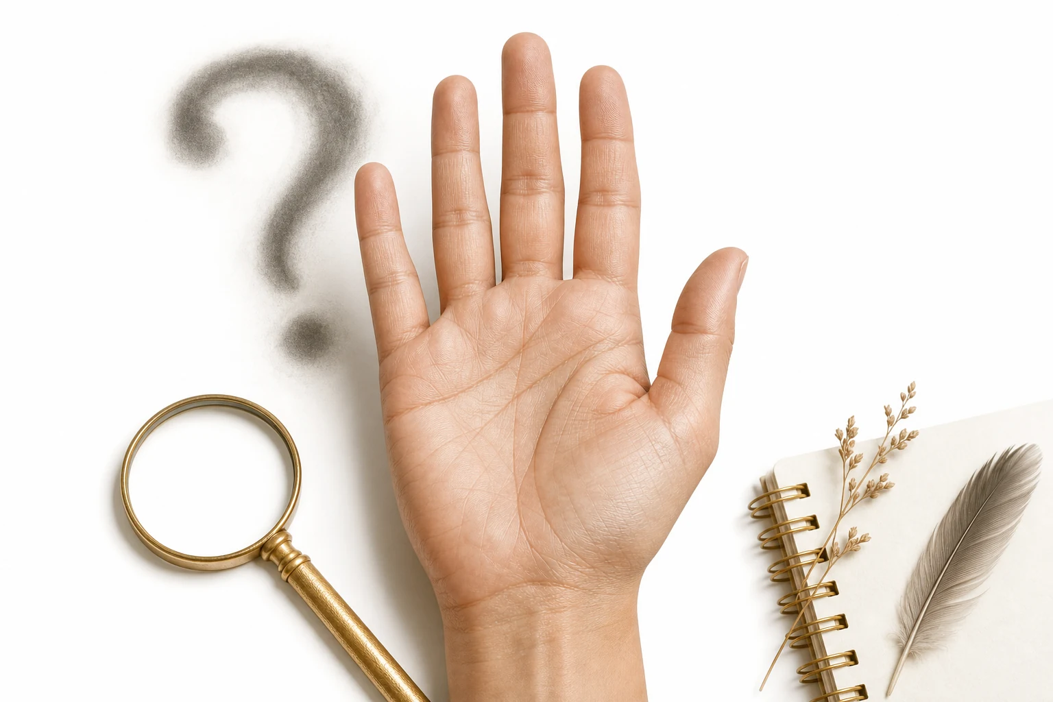 An open palm with a skeptical expression implied, soft questioning light