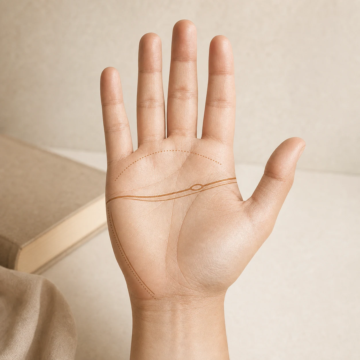 Open palm near a closed Bible in warm editorial light