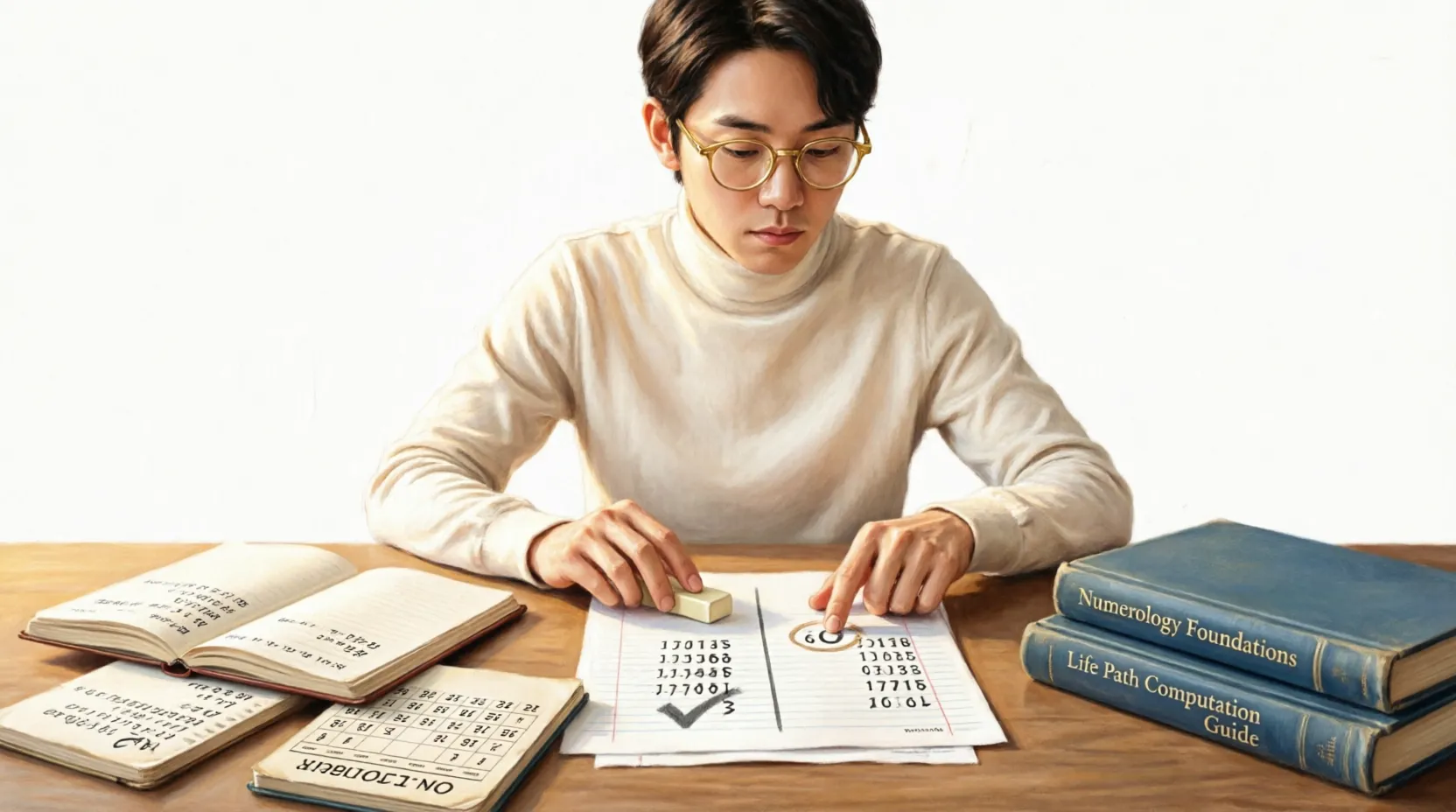 A checklist verifying a birth-date calculation step by step
