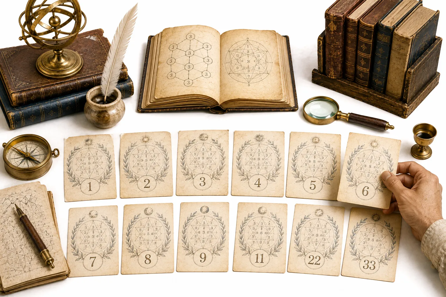 A number line from 1 to 9 with 11, 22, and 33 marked separately as master numbers