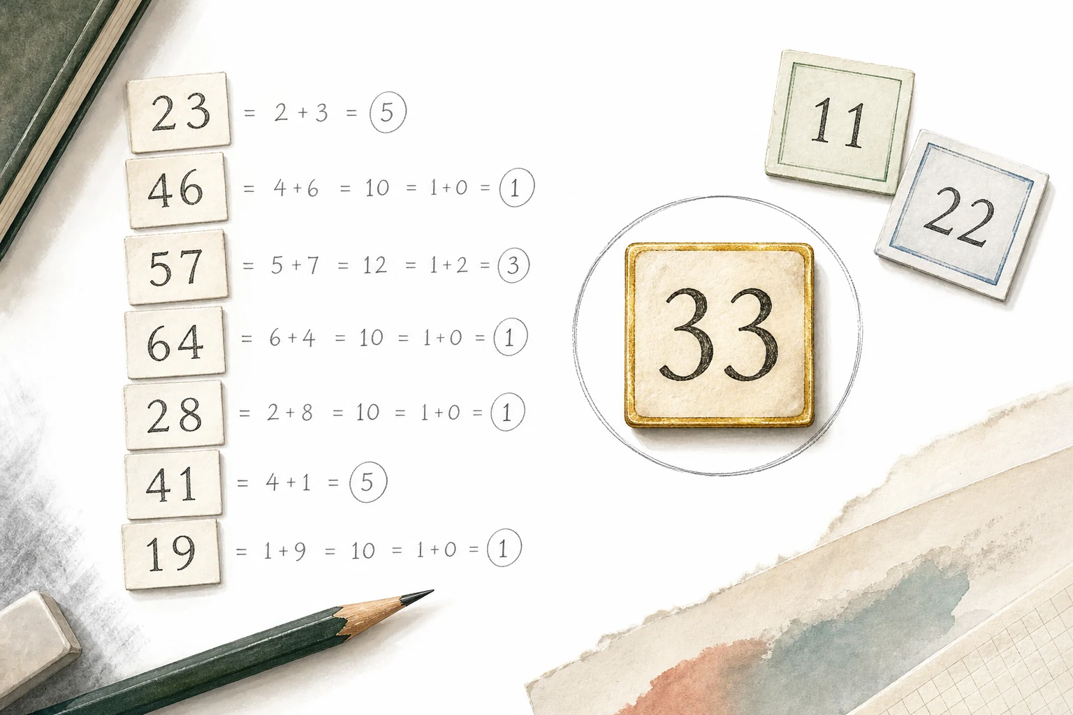 An editorial illustration of the number 33 standing apart from a reduced column of digits