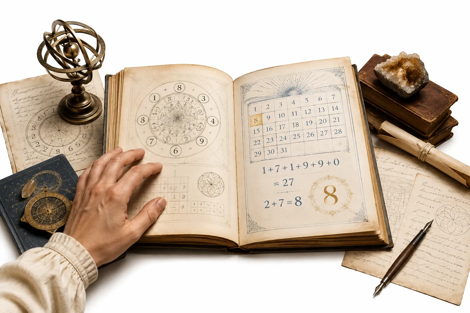 The number 8 alongside a small note explaining its lucky reputation comes largely from Chinese linguistic tradition