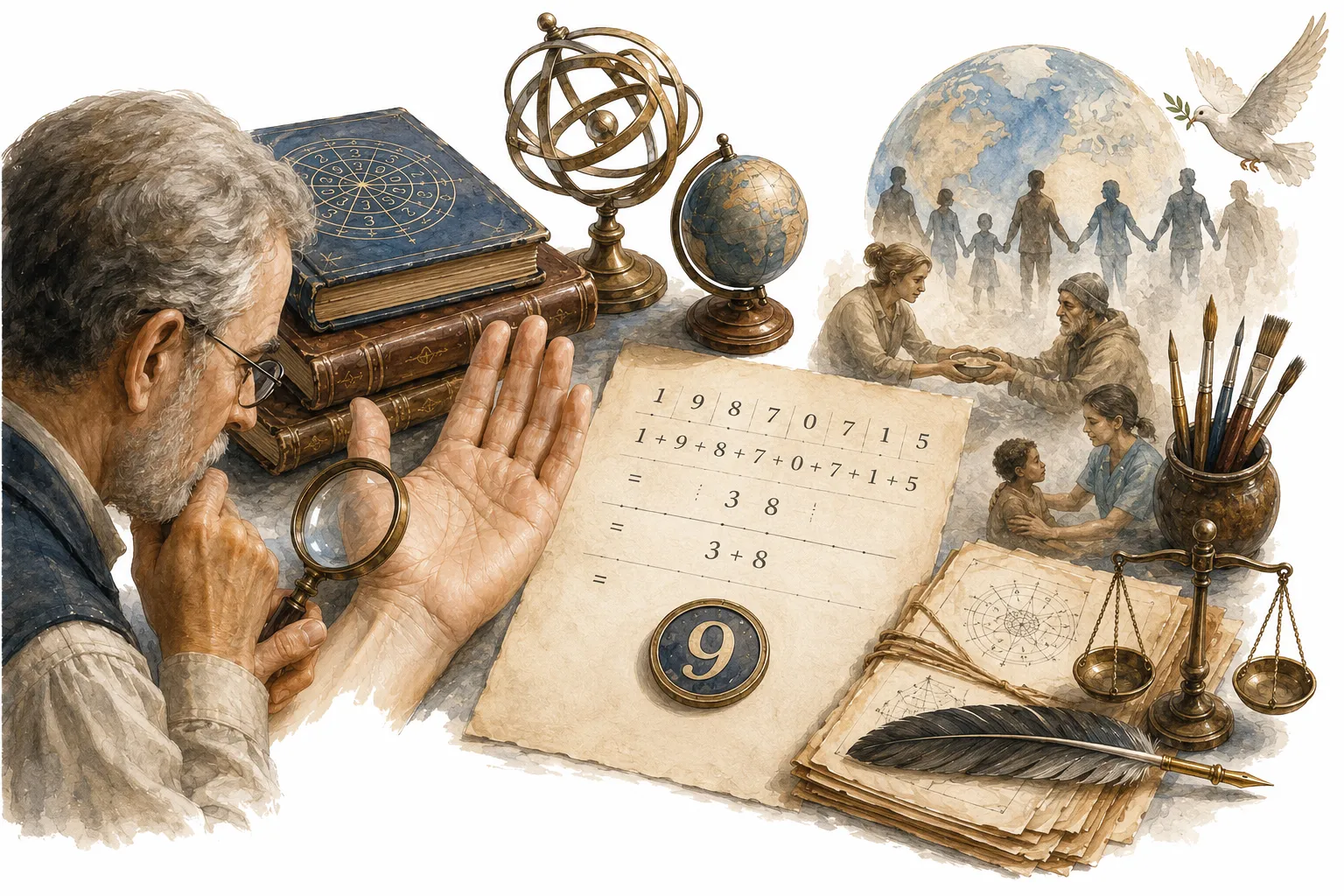 Editorial illustration of the number 9 depicted as a closing circle