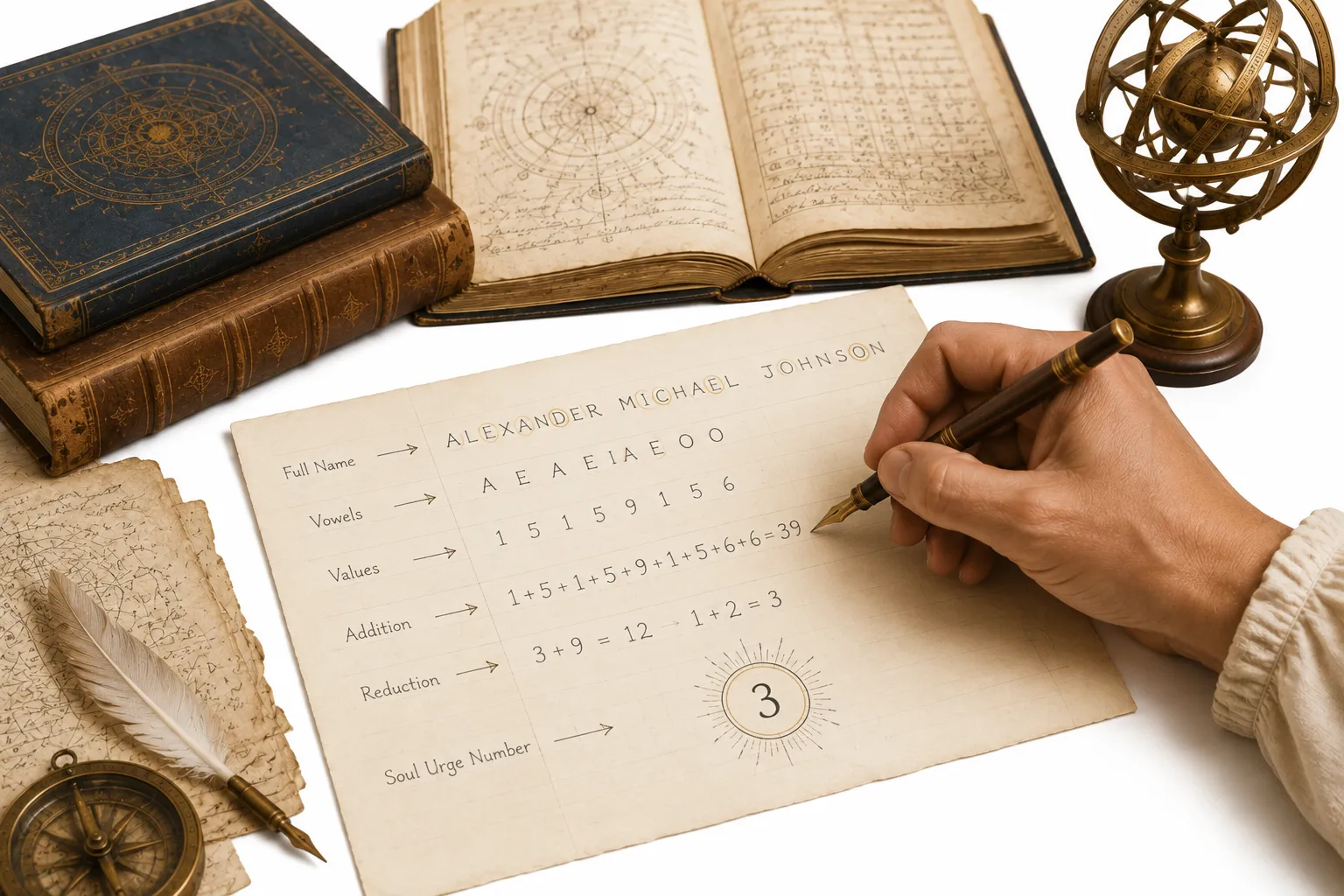A simple input field for a birth name next to a calculated soul urge number result