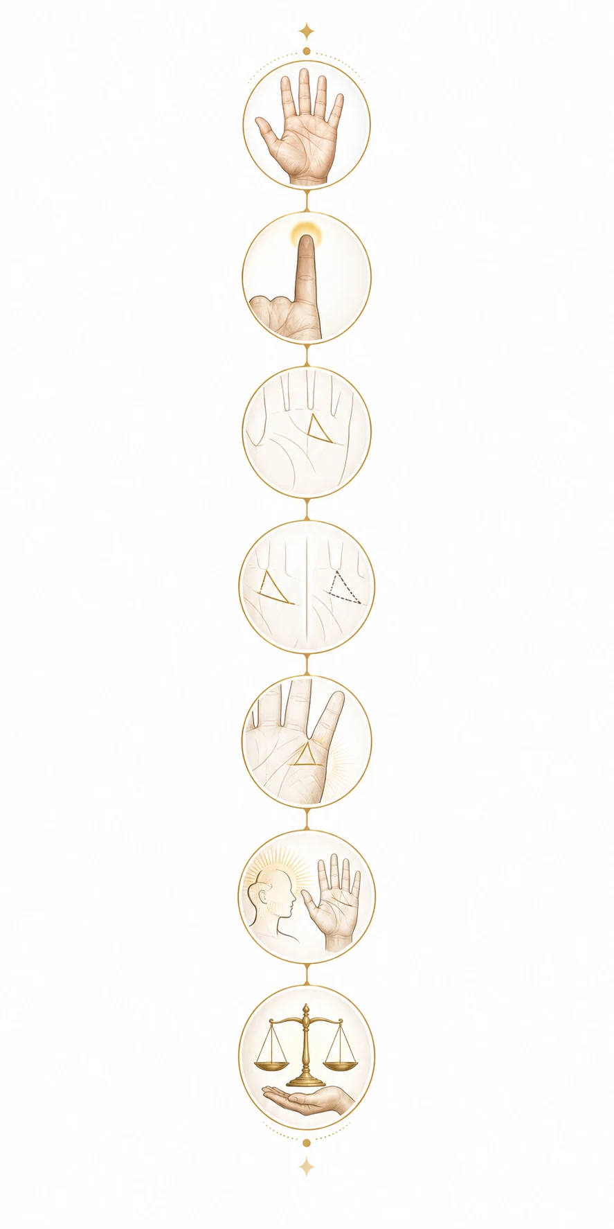 Palm diagram showing the money triangle on the Mount of Jupiter