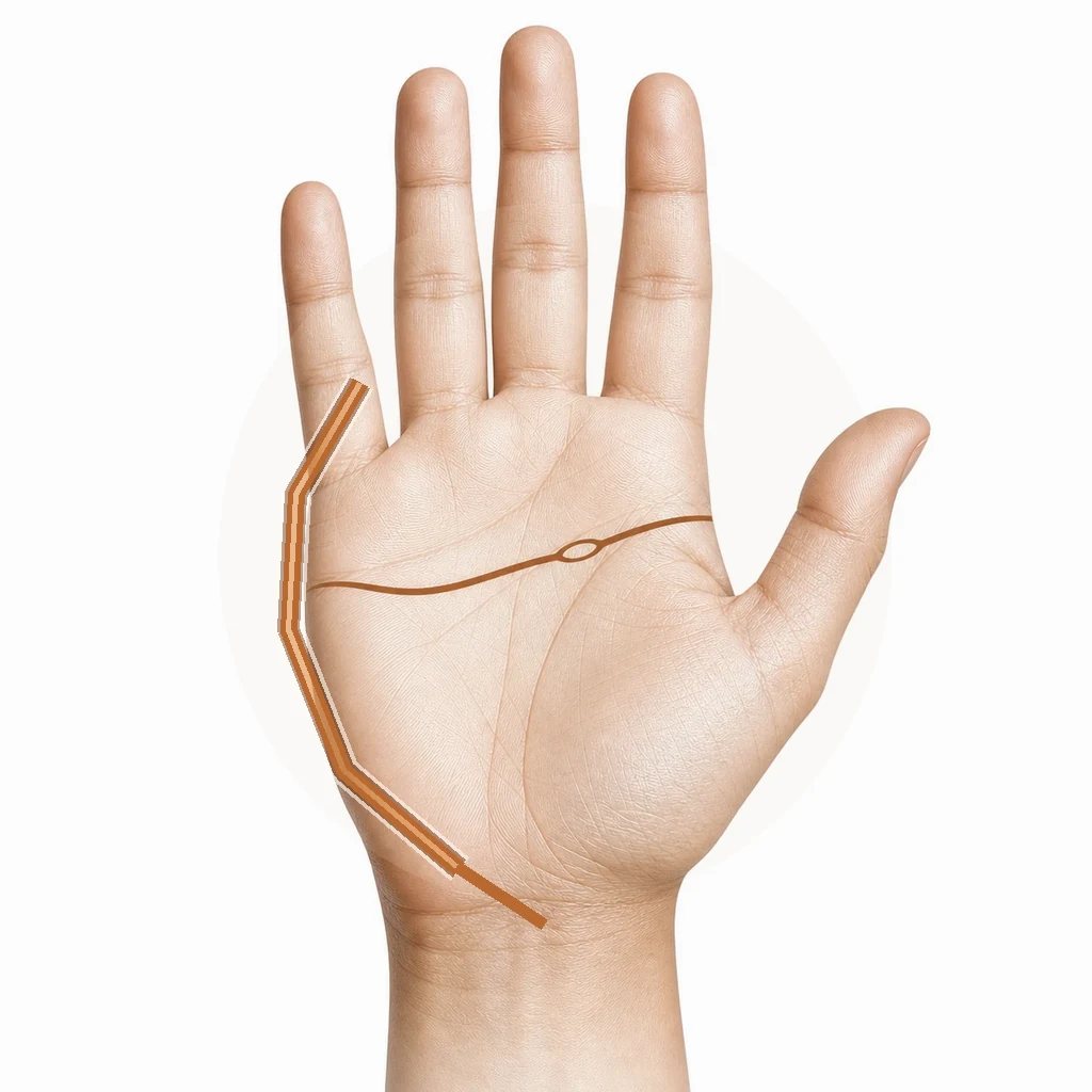 Hand with a life line that runs all the way to the wrist
