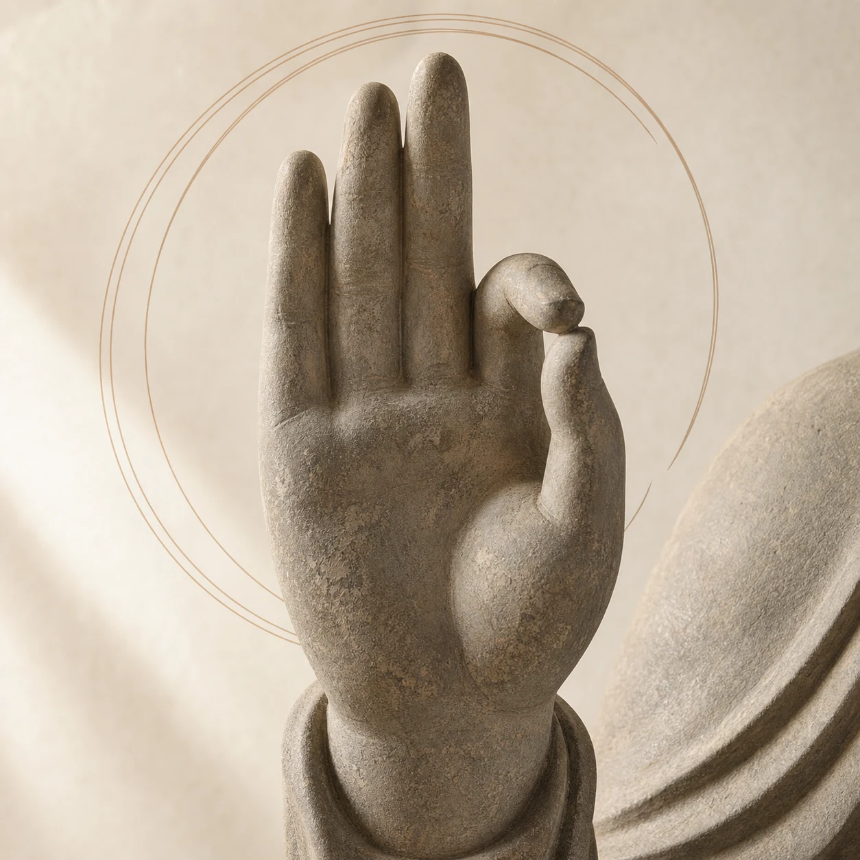 Close view of a Buddha statue hand gesture