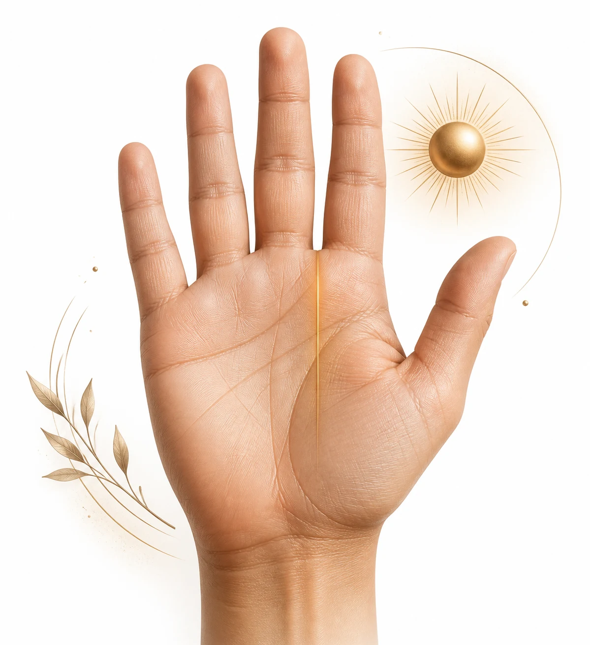 Editorial illustration of a palm with the Sun line highlighted