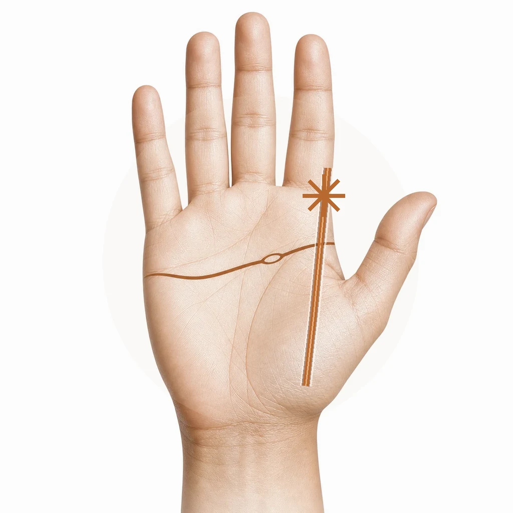 Hand with a star mark highlighted on a mount