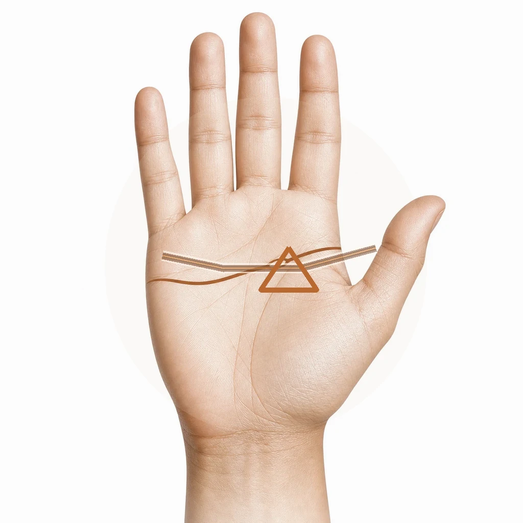 Hand with a triangle mark highlighted on a mount