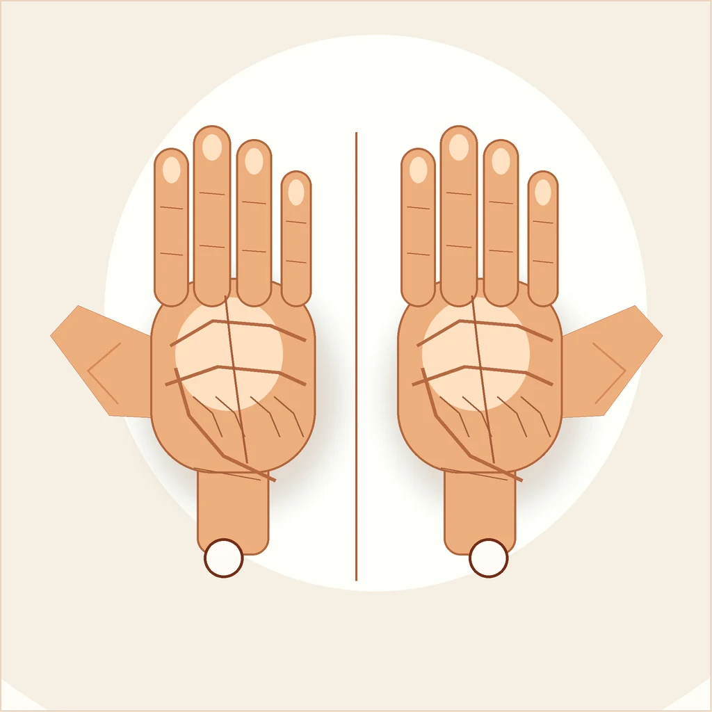 Editorial illustration of two hands with an arrow indicating the reading sequence