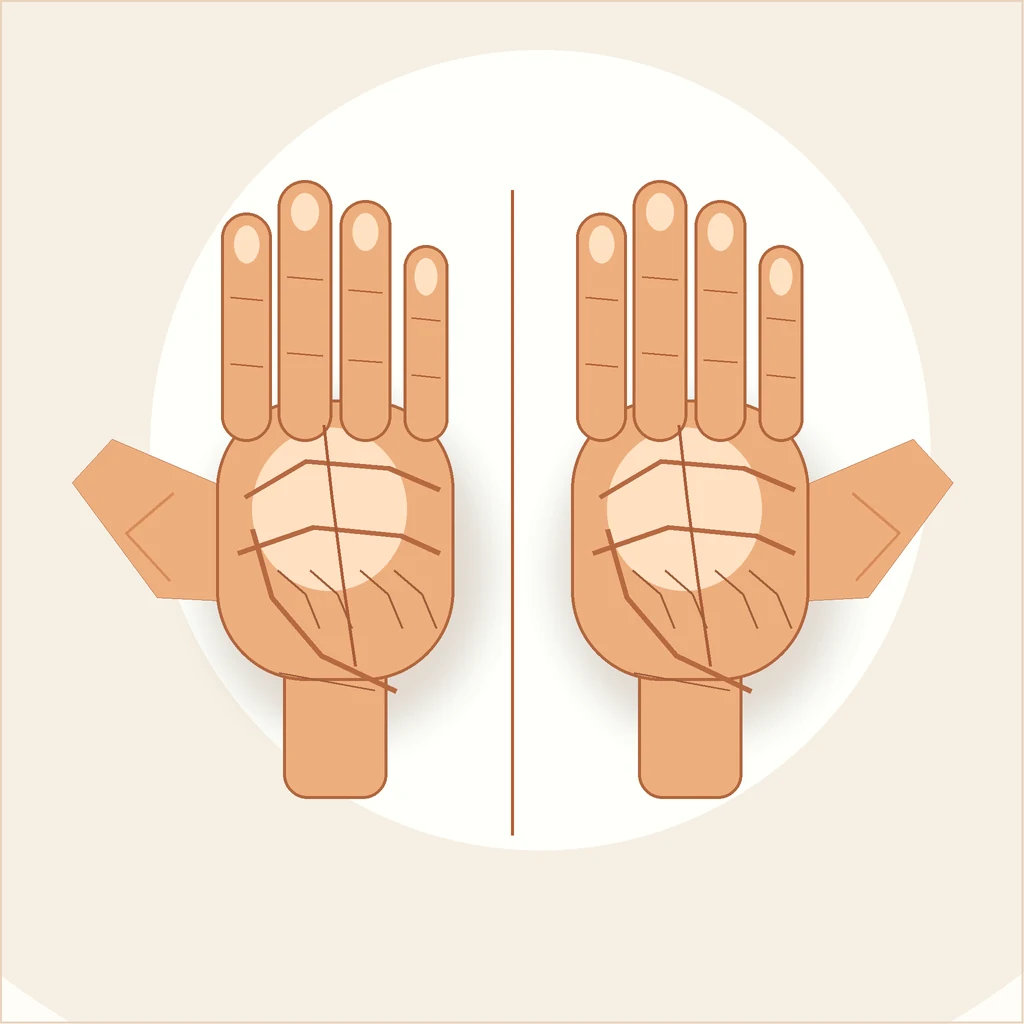 Editorial illustration of two open palms side by side