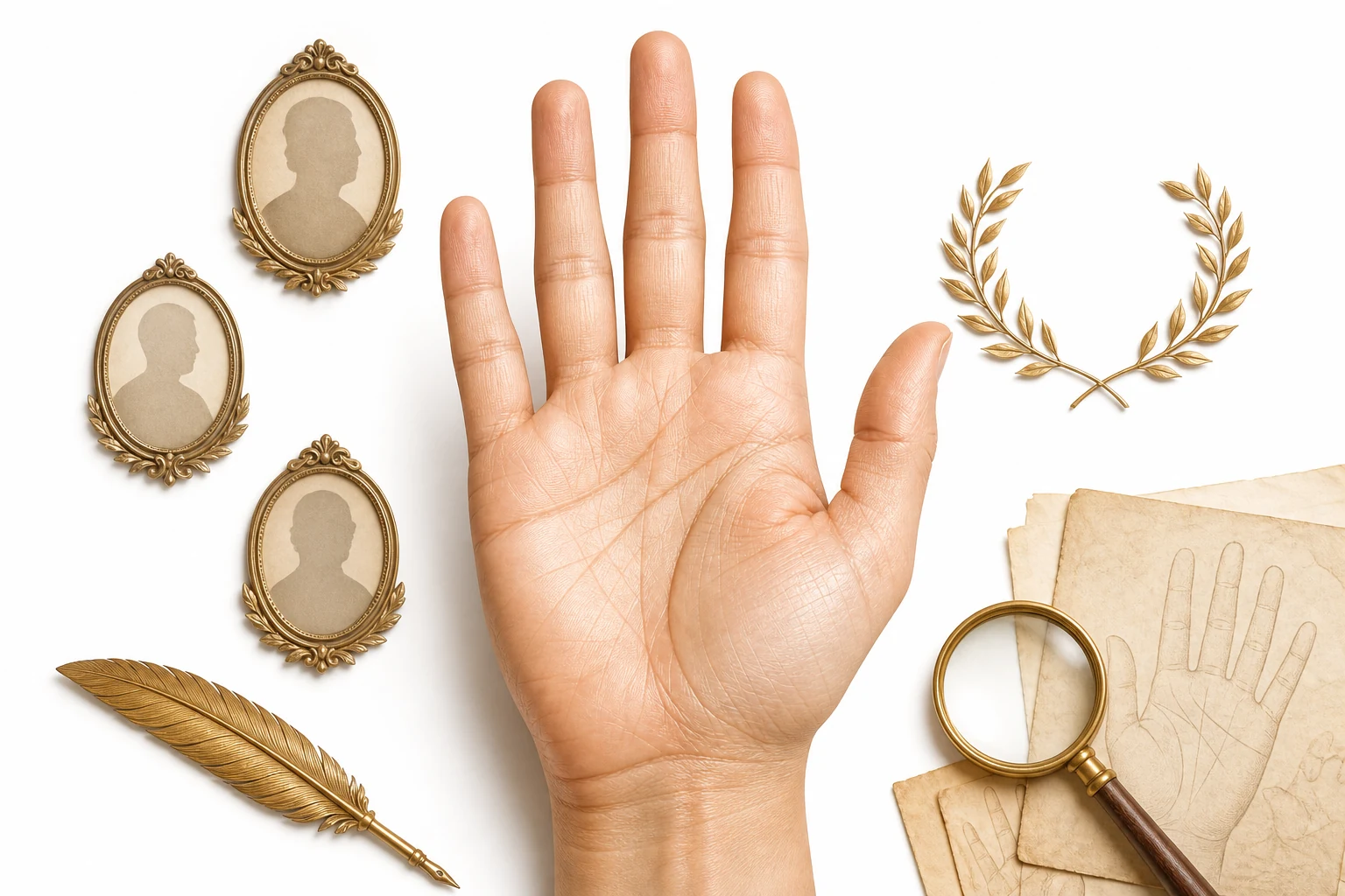 A collage of famous palm readers through history