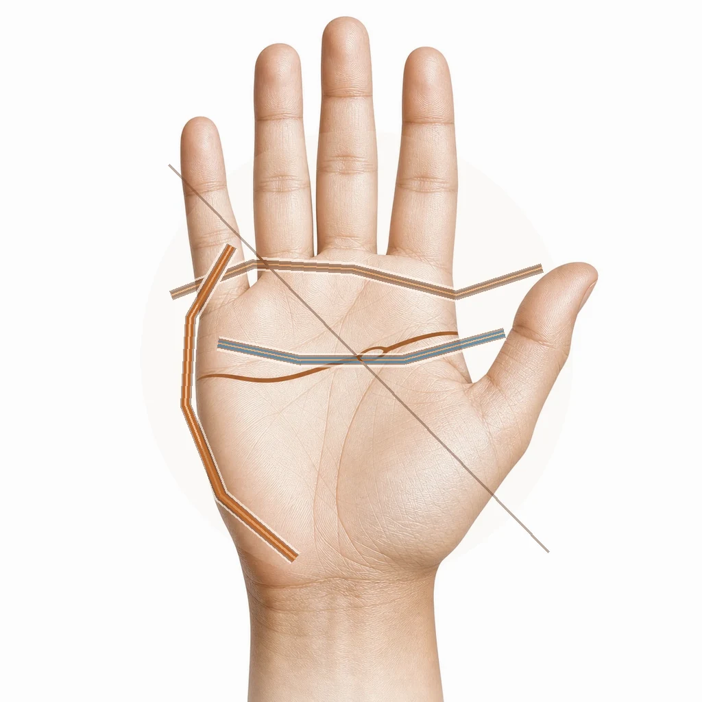 Two different annotated diagrams of the same hand showing different interpretations