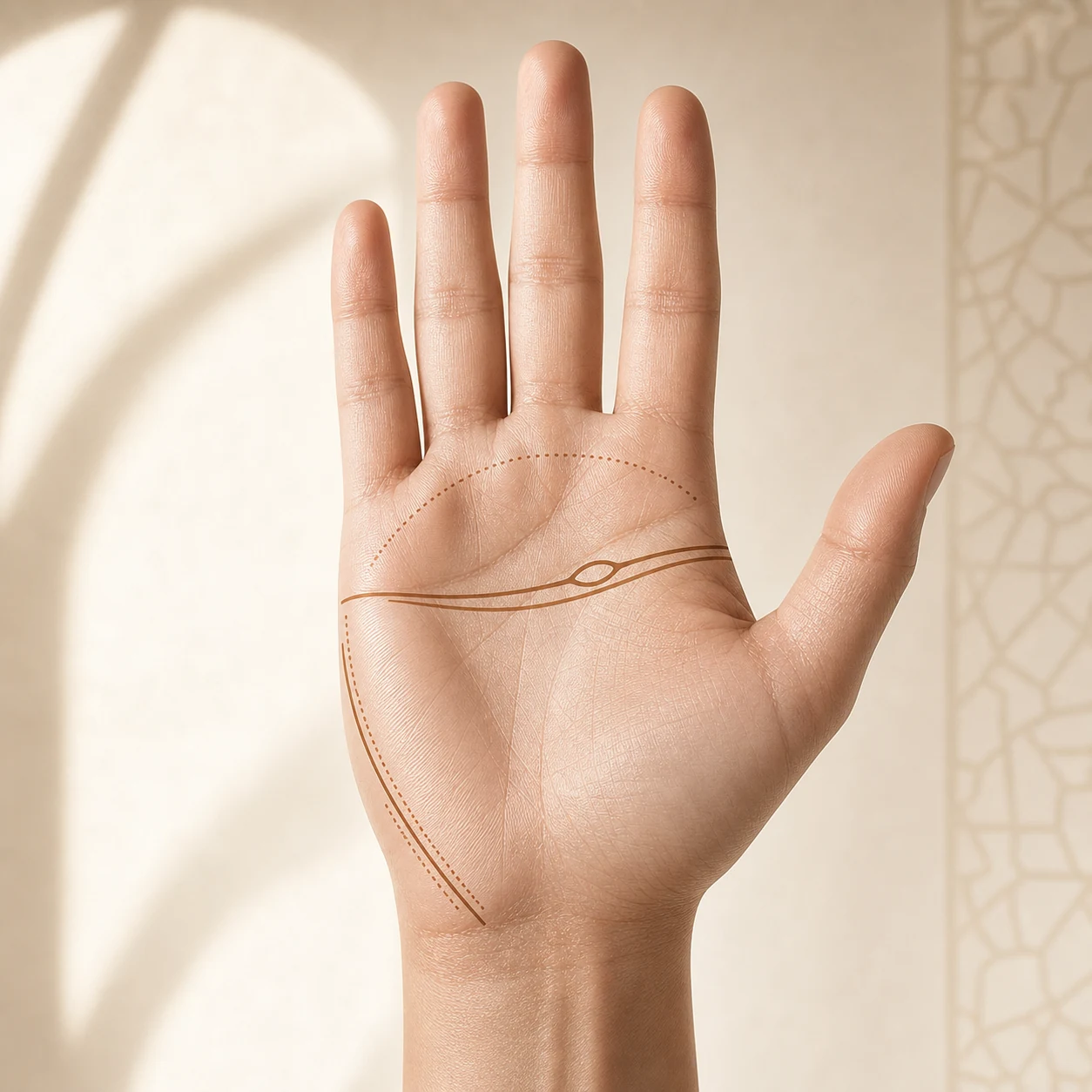 Dim doorway and open palm in respectful editorial composition
