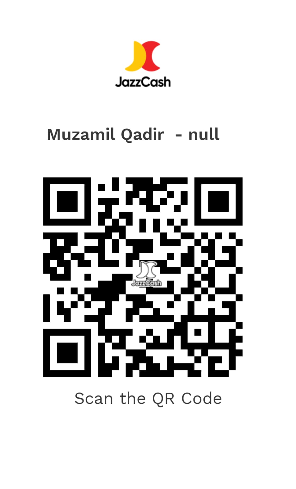 Scan to pay via JazzCash